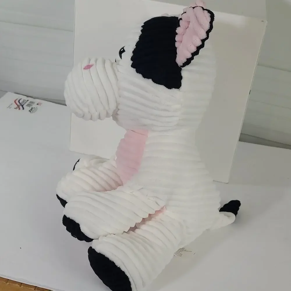 Kellytoy Cordy Stuffed Cow Toy - White, Black & Pink - 13 Inch
